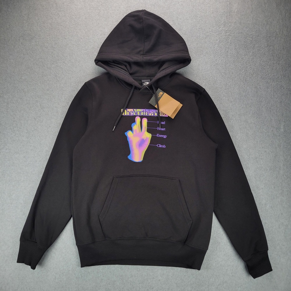 The North Face Mens Outdoor Hoodie Black Graphic Climb Sweatshirt NF0A86WS S NWT